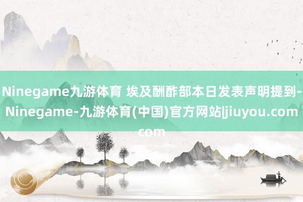 Ninegame九游体育 　　埃及酬酢部本日发表声明提到-Ninegame-九游体育(中国)官方网站|jiuyou.com